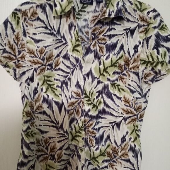 Gloria Vanderbilt Multicolored Shortsleeves Leaves - Picture 1 of 8